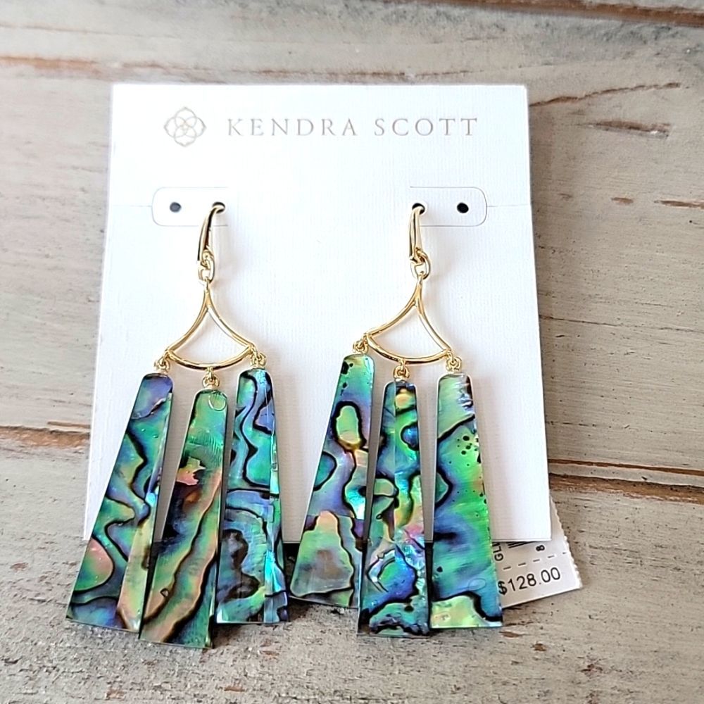 KENDRA SCOTT LAYTON ABLONG POSTER OYSTER SHELL EARRINGS